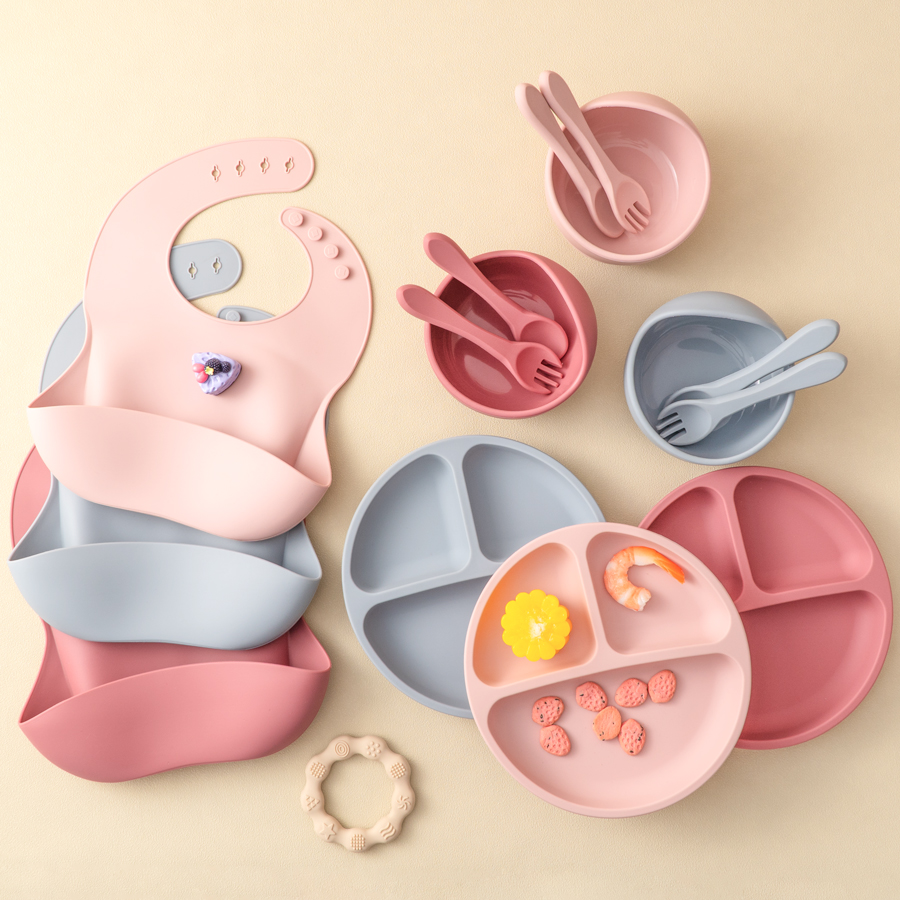 Baby Food Grater - 5Pcs Baby Silicone Feeding Set Round