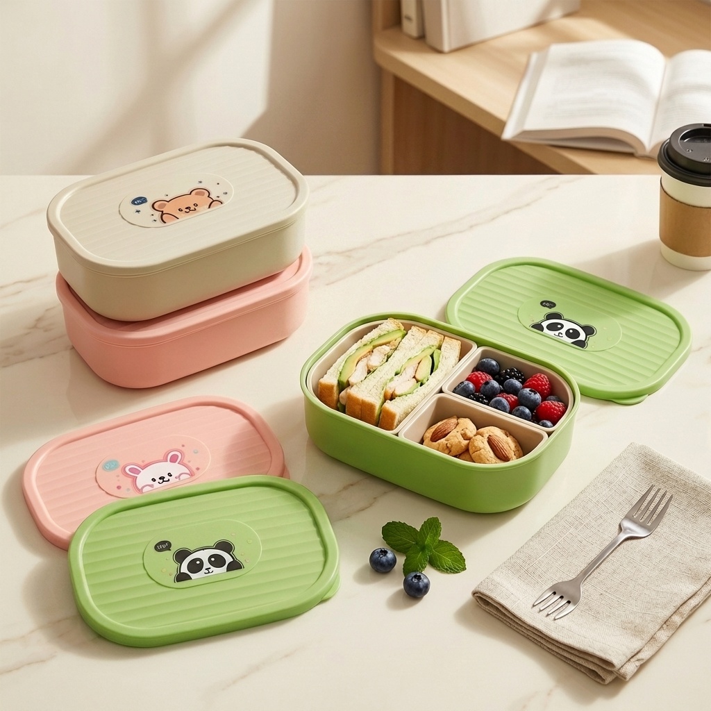 Baby Food Fruits - Cute Plastic Divided Lunch Box For