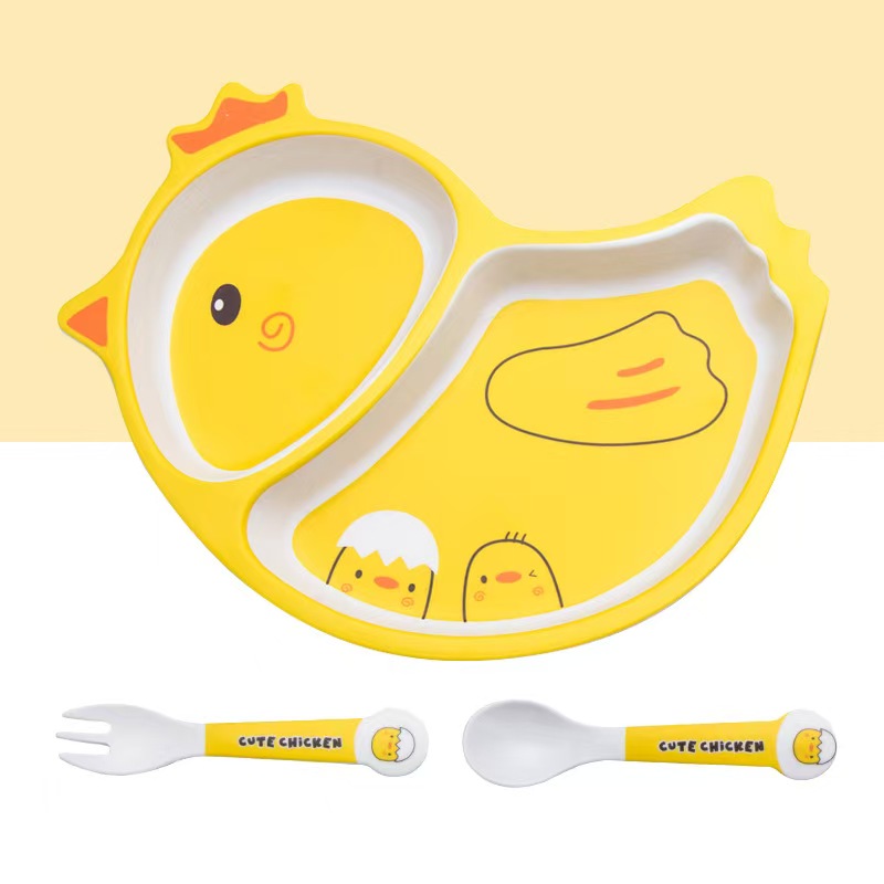 Cute Cartoon Chicken Bamboo Fi - Baby Food Bowl recension och pris