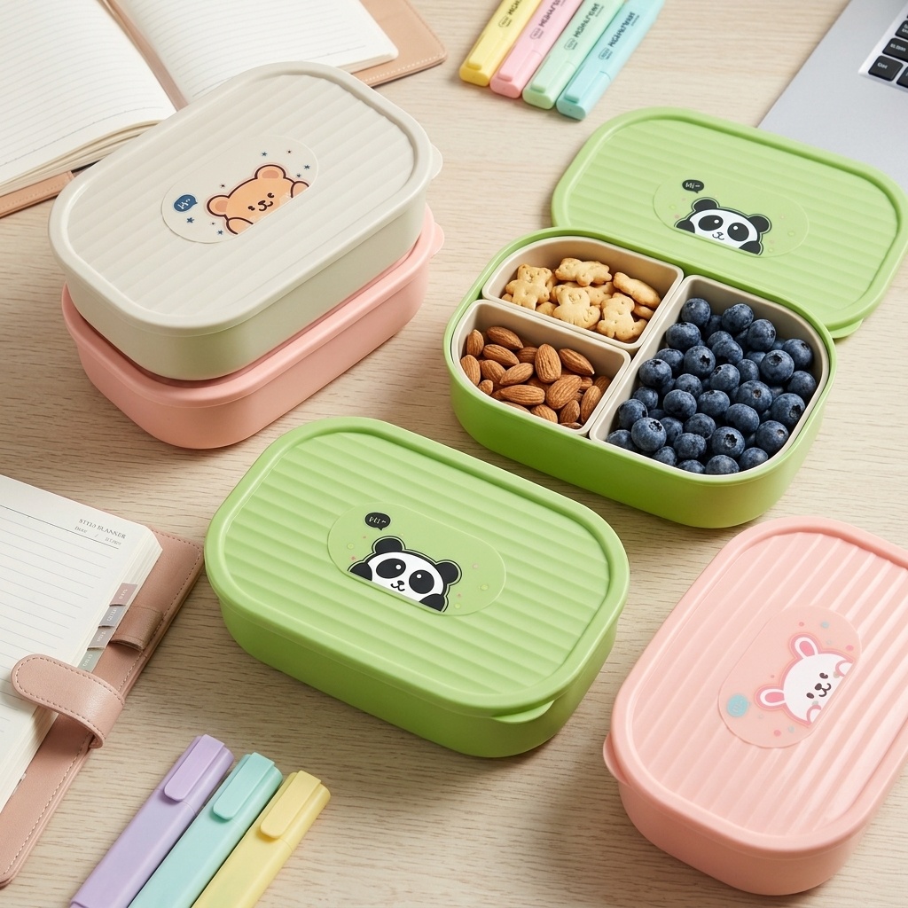 Cute Plastic Divided Lunch Box - Baby Food Fruits recension och pris